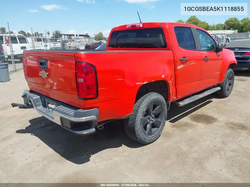 2019 Chevrolet Colorado Wt VIN: 1GCGSBEA5K1118855 Lot: 45550940