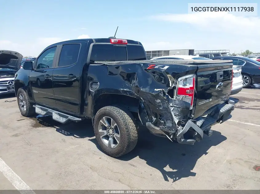 2019 Chevrolet Colorado Z71 VIN: 1GCGTDENXK1117938 Lot: 45608859