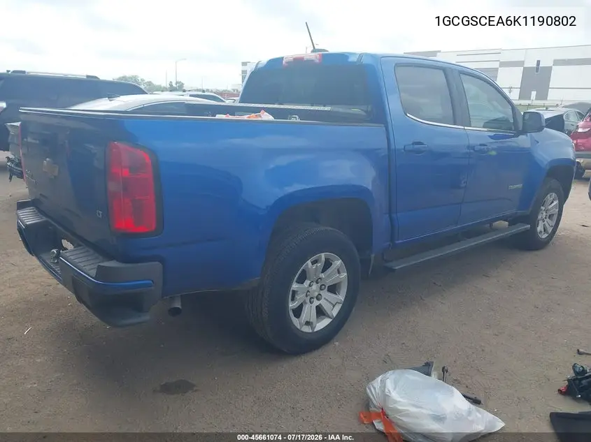 2019 Chevrolet Colorado Lt VIN: 1GCGSCEA6K1190802 Lot: 45661074
