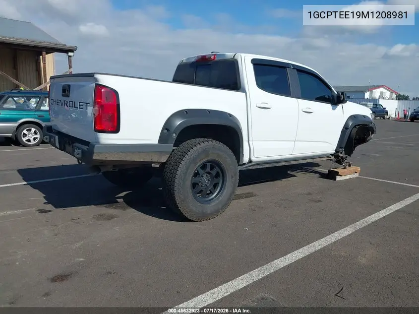 2021 Chevrolet Colorado 4Wd Short Box Zr2 VIN: 1GCPTEE19M1208981 Lot: 45632923
