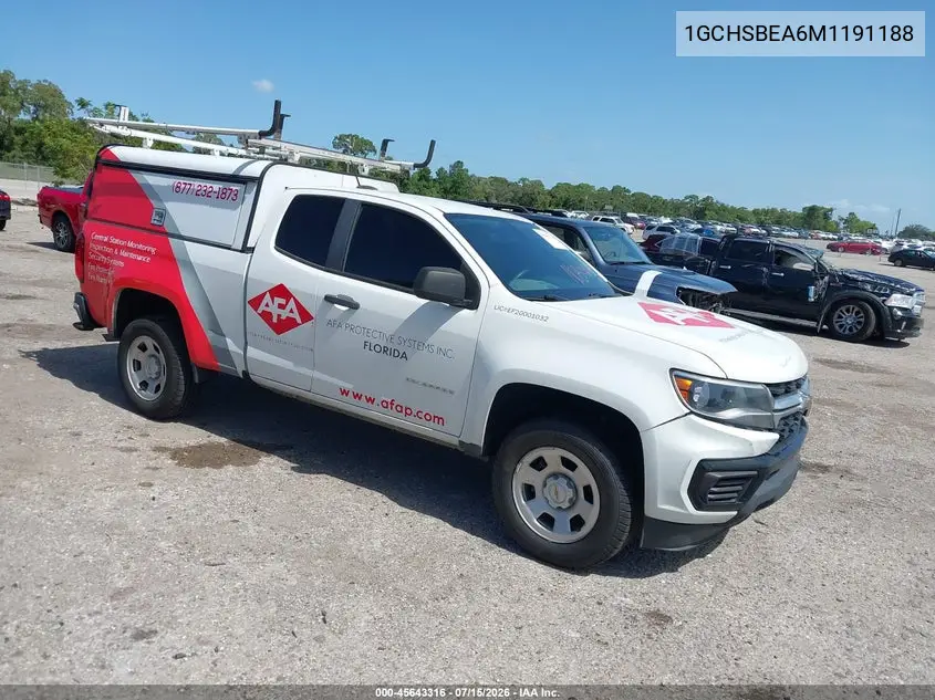 2021 Chevrolet Colorado 2Wd Long Box Wt VIN: 1GCHSBEA6M1191188 Lot: 45643316