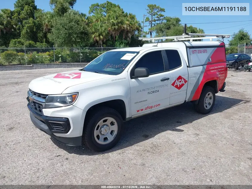 2021 Chevrolet Colorado 2Wd Long Box Wt VIN: 1GCHSBEA6M1191188 Lot: 45643316