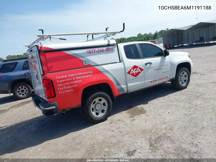 2021 Chevrolet Colorado 2Wd Long Box Wt VIN: 1GCHSBEA6M1191188 Lot: 45643316