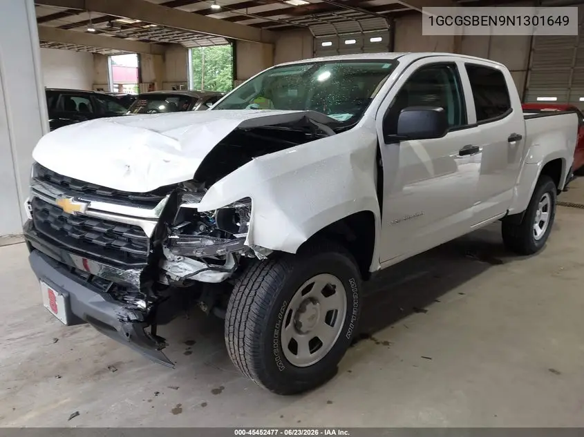 2022 Chevrolet Colorado 2Wd Short Box Wt VIN: 1GCGSBEN9N1301649 Lot: 45452477