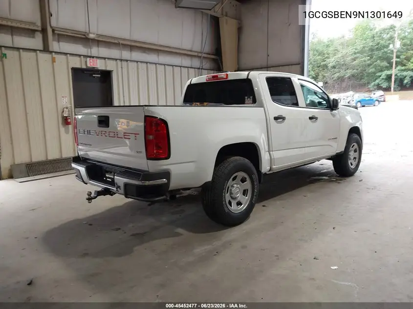 2022 Chevrolet Colorado 2Wd Short Box Wt VIN: 1GCGSBEN9N1301649 Lot: 45452477
