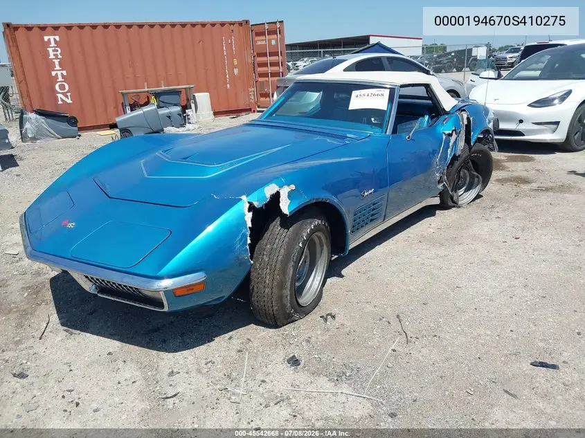 1970 Chevrolet Corvette VIN: 0000194670S410275 Lot: 45542668
