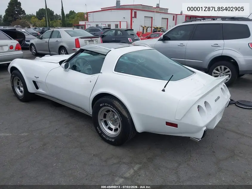 1978 Chevrolet Corvette VIN: 00001Z87L8S402905 Lot: 45498013