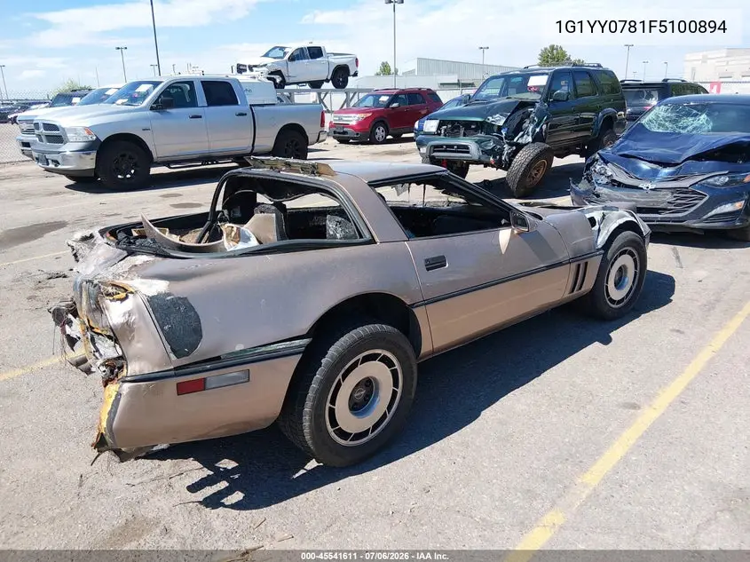 1985 Chevrolet Corvette VIN: 1G1YY0781F5100894 Lot: 45541611
