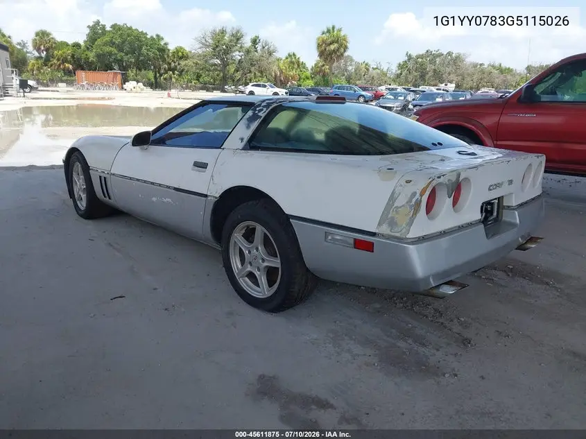 1986 Chevrolet Corvette VIN: 1G1YY0783G5115026 Lot: 45611875
