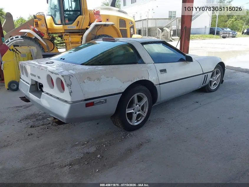 1986 Chevrolet Corvette VIN: 1G1YY0783G5115026 Lot: 45611875
