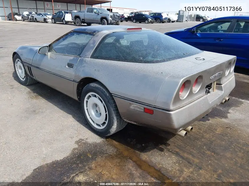 1986 Chevrolet Corvette VIN: 1G1YY0784G5117366 Lot: 45667536