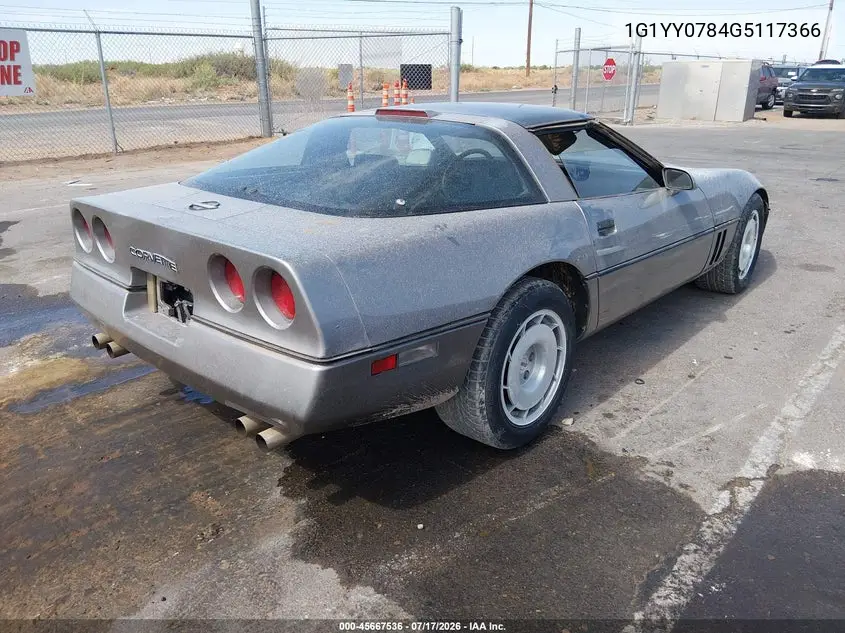 1986 Chevrolet Corvette VIN: 1G1YY0784G5117366 Lot: 45667536