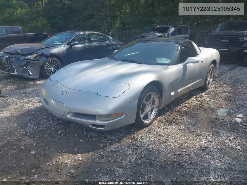2002 Chevrolet Corvette VIN: 1G1YY22G925105345 Lot: 45648699