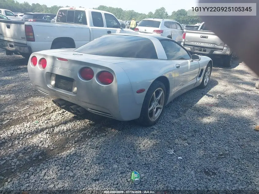 2002 Chevrolet Corvette VIN: 1G1YY22G925105345 Lot: 45648699