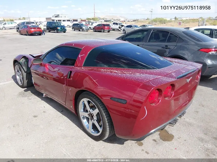 2007 Chevrolet Corvette VIN: 1G1YY26U975118958 Lot: 45607918