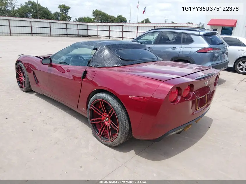 2007 Chevrolet Corvette VIN: 1G1YY36U375122378 Lot: 45666451