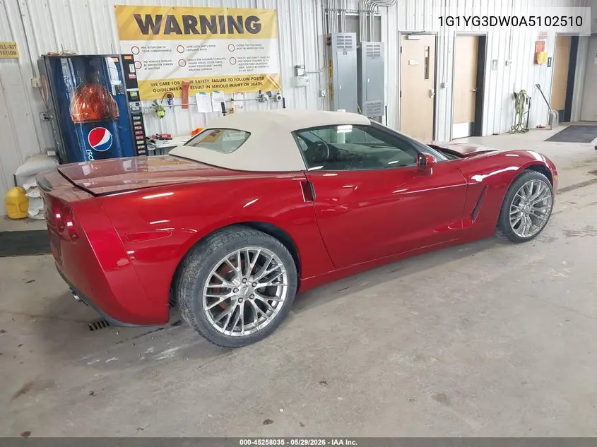 2010 Chevrolet Corvette VIN: 1G1YG3DW0A5102510 Lot: 45258035