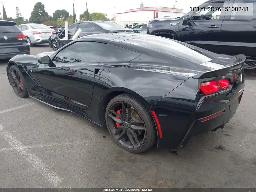 2015 Chevrolet Corvette Stingray Z51 VIN: 1G1YL2D76F5100248 Lot: 45207103