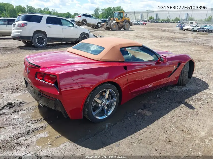 2015 Chevrolet Corvette Stingray VIN: 1G1YF3D77F5103396 Lot: 45362901