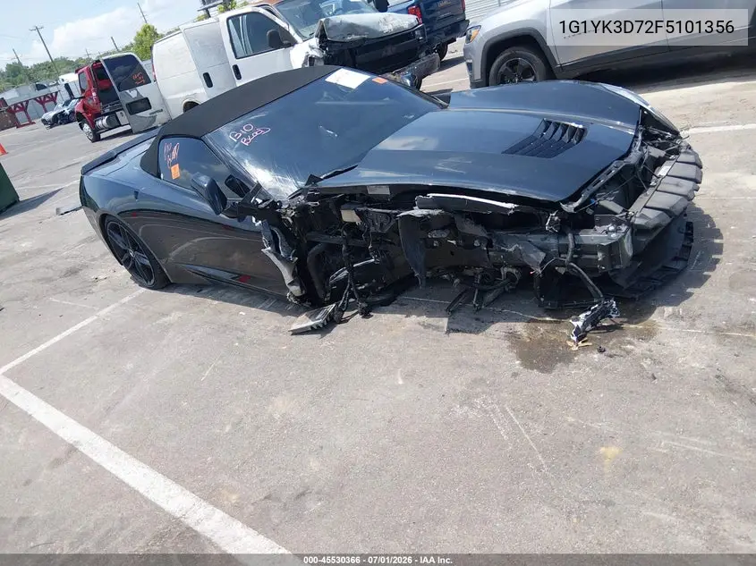 2015 Chevrolet Corvette Stingray Z51 VIN: 1G1YK3D72F5101356 Lot: 45530366