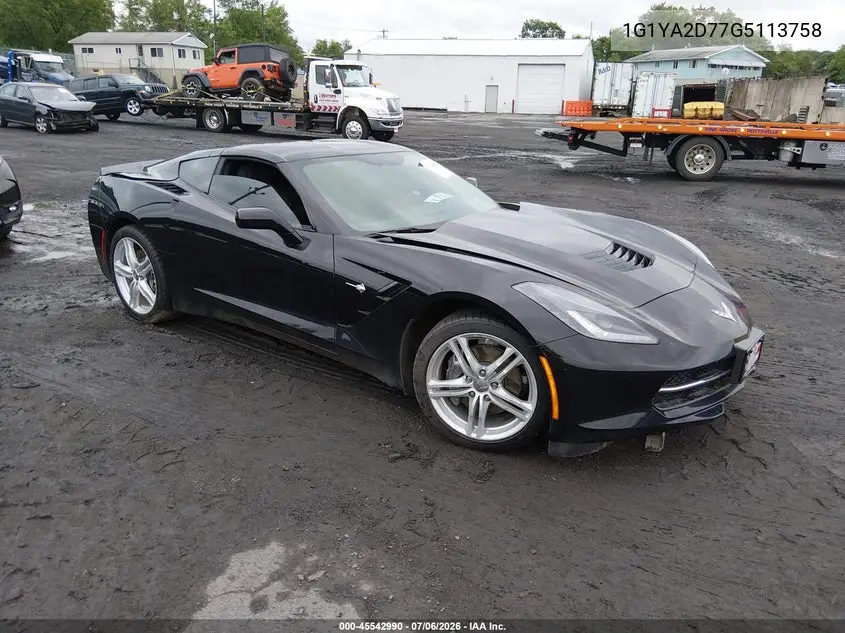 2016 Chevrolet Corvette Stingray VIN: 1G1YA2D77G5113758 Lot: 45542990