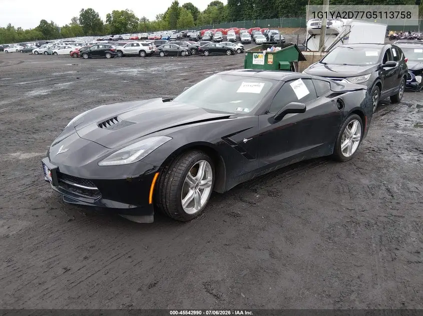 2016 Chevrolet Corvette Stingray VIN: 1G1YA2D77G5113758 Lot: 45542990