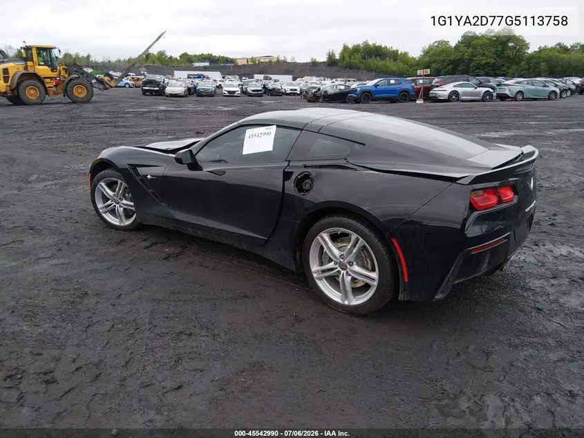 2016 Chevrolet Corvette Stingray VIN: 1G1YA2D77G5113758 Lot: 45542990