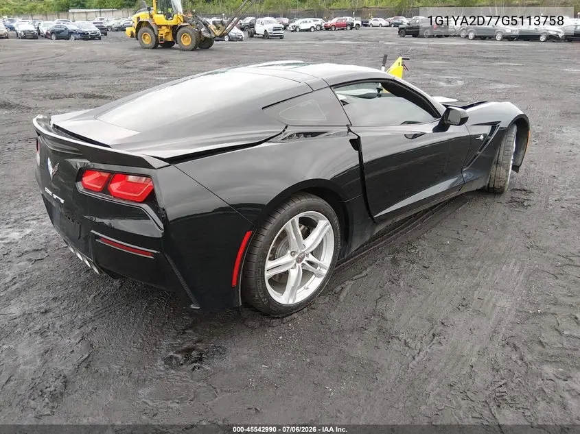 2016 Chevrolet Corvette Stingray VIN: 1G1YA2D77G5113758 Lot: 45542990