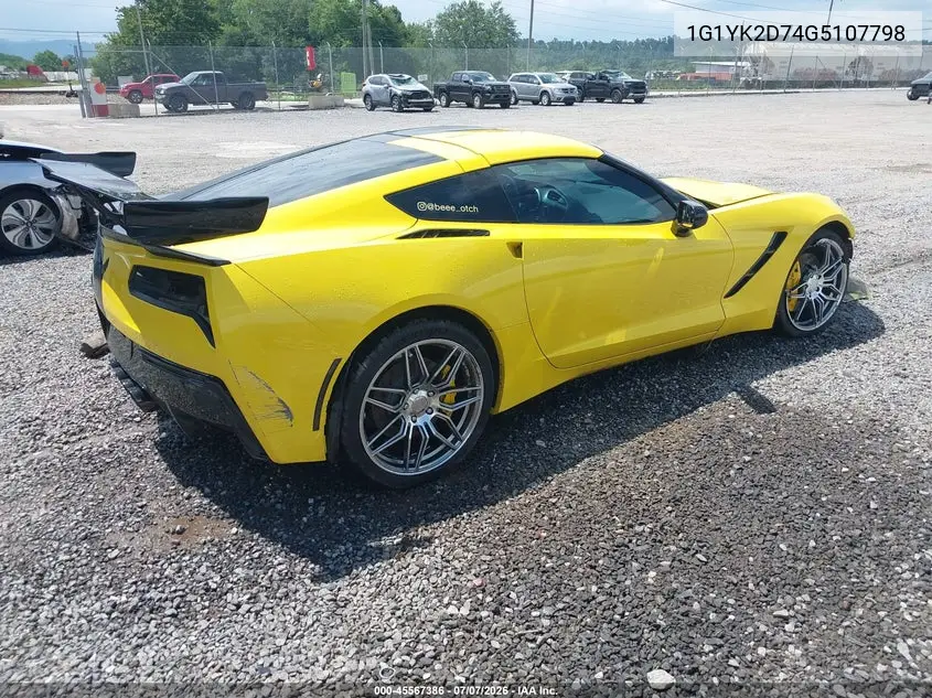 2016 Chevrolet Corvette Stingray Z51 VIN: 1G1YK2D74G5107798 Lot: 45567386