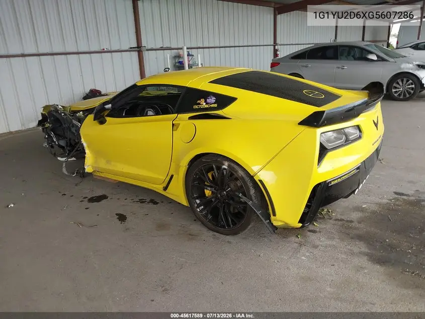 2016 Chevrolet Corvette Z06 VIN: 1G1YU2D6XG5607286 Lot: 45617589