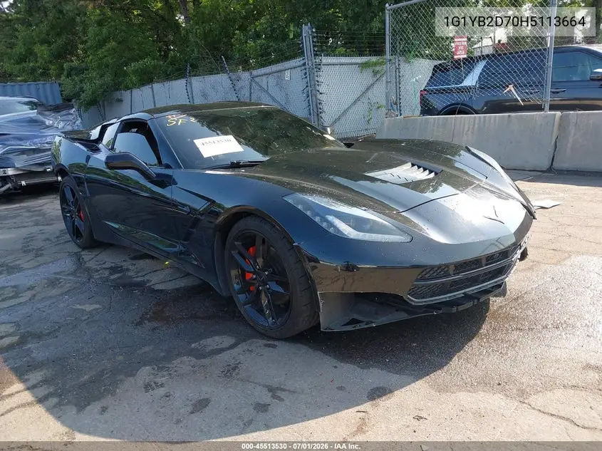 2017 Chevrolet Corvette Stingray VIN: 1G1YB2D70H5113664 Lot: 45513530