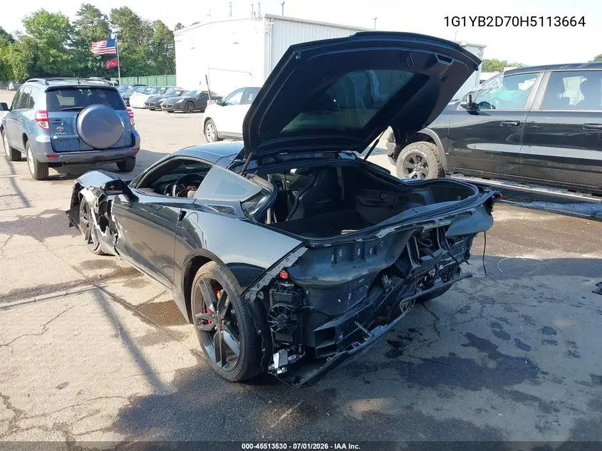 2017 Chevrolet Corvette Stingray VIN: 1G1YB2D70H5113664 Lot: 45513530