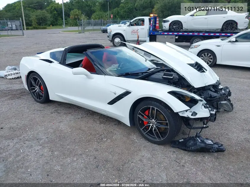 2017 Chevrolet Corvette Stingray VIN: 1G1YB2D71H5111132 Lot: 45543959