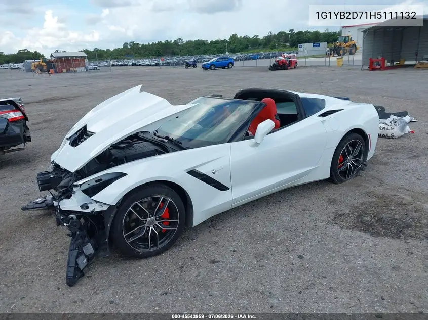 2017 Chevrolet Corvette Stingray VIN: 1G1YB2D71H5111132 Lot: 45543959