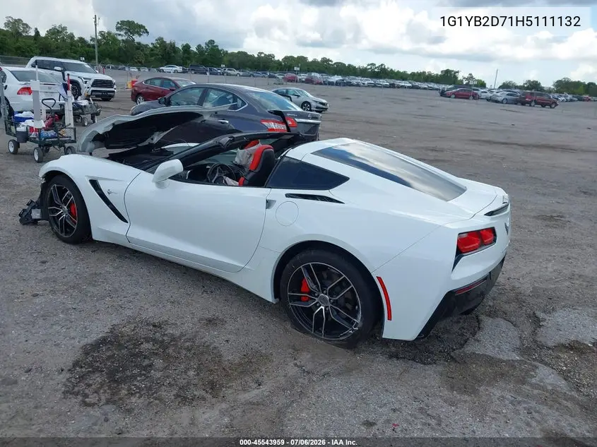 2017 Chevrolet Corvette Stingray VIN: 1G1YB2D71H5111132 Lot: 45543959