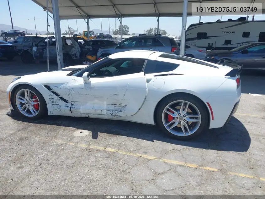 2018 Chevrolet Corvette Stingray VIN: 1G1YB2D75J5103749 Lot: 45315681
