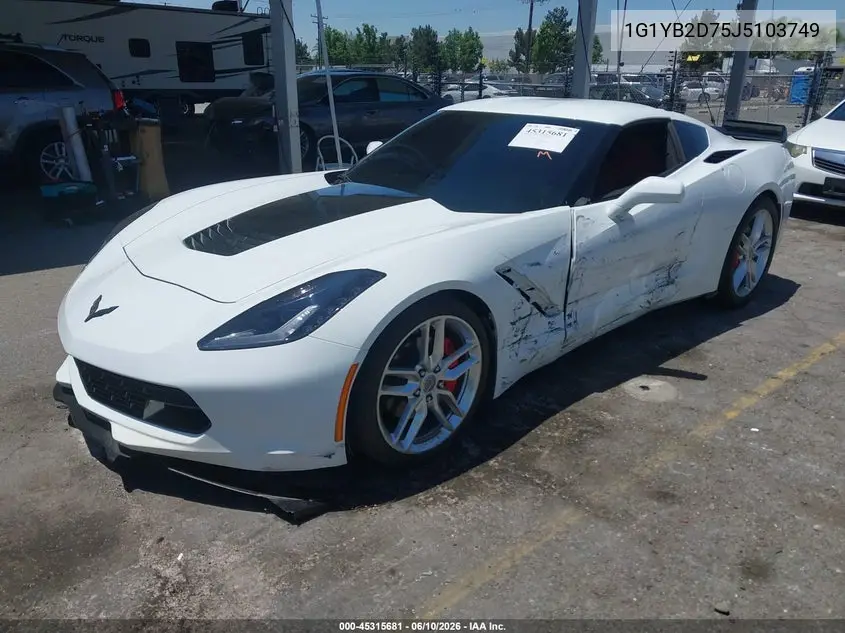 2018 Chevrolet Corvette Stingray VIN: 1G1YB2D75J5103749 Lot: 45315681