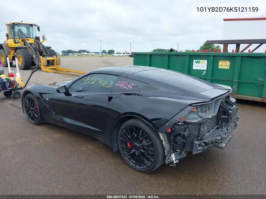 2019 Chevrolet Corvette Stingray VIN: 1G1YB2D76K5121159 Lot: 45527323
