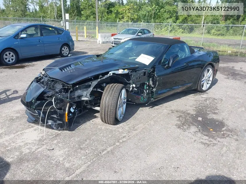 2019 Chevrolet Corvette Stingray VIN: 1G1YA3D73K5122990 Lot: 45547881