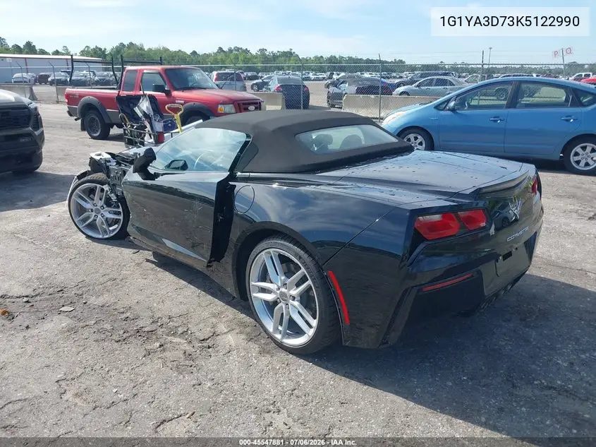 2019 Chevrolet Corvette Stingray VIN: 1G1YA3D73K5122990 Lot: 45547881