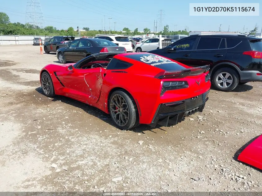 2019 Chevrolet Corvette Stingray VIN: 1G1YD2D70K5115674 Lot: 45589563
