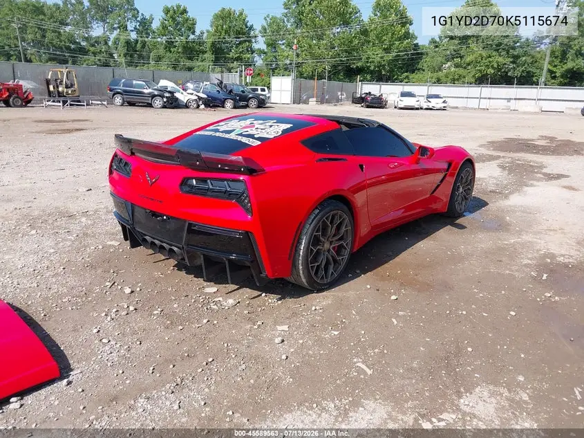 2019 Chevrolet Corvette Stingray VIN: 1G1YD2D70K5115674 Lot: 45589563