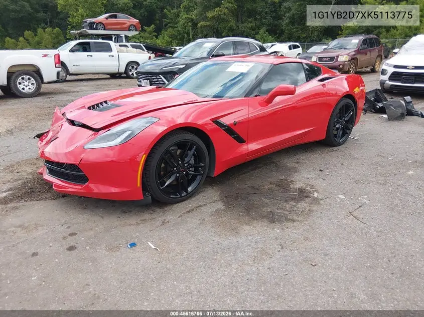 2019 Chevrolet Corvette Stingray VIN: 1G1YB2D7XK5113775 Lot: 45616766