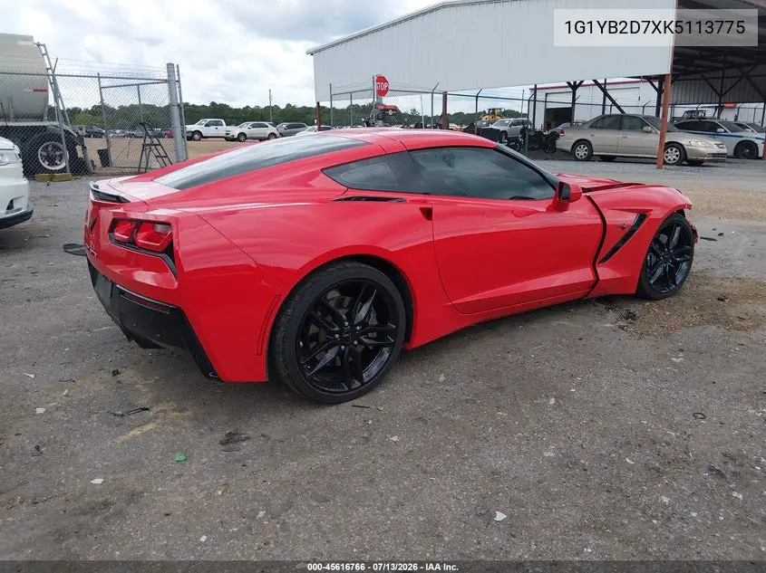 2019 Chevrolet Corvette Stingray VIN: 1G1YB2D7XK5113775 Lot: 45616766