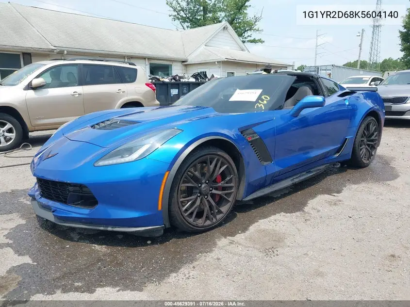 2019 Chevrolet Corvette Z06 VIN: 1G1YR2D68K5604140 Lot: 45629391