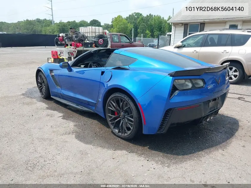 2019 Chevrolet Corvette Z06 VIN: 1G1YR2D68K5604140 Lot: 45629391