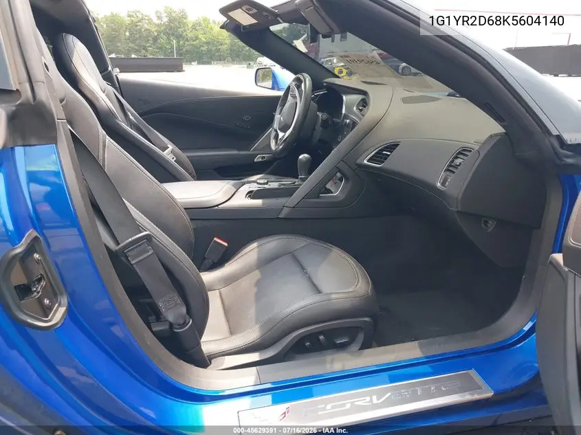 2019 Chevrolet Corvette Z06 VIN: 1G1YR2D68K5604140 Lot: 45629391