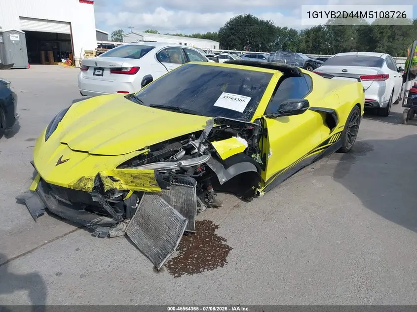 2021 Chevrolet Corvette Stingray Rwd 2Lt VIN: 1G1YB2D44M5108726 Lot: 45564365