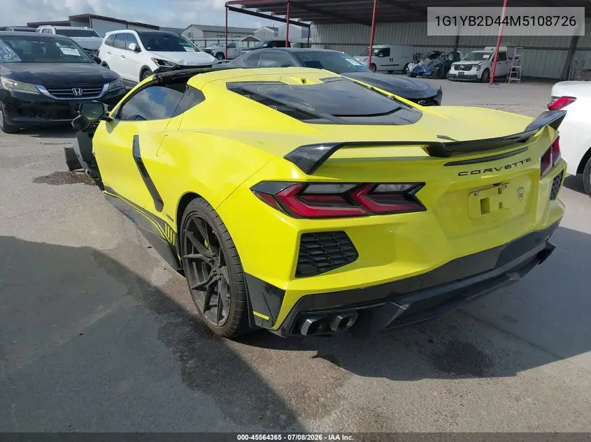 2021 Chevrolet Corvette Stingray Rwd 2Lt VIN: 1G1YB2D44M5108726 Lot: 45564365