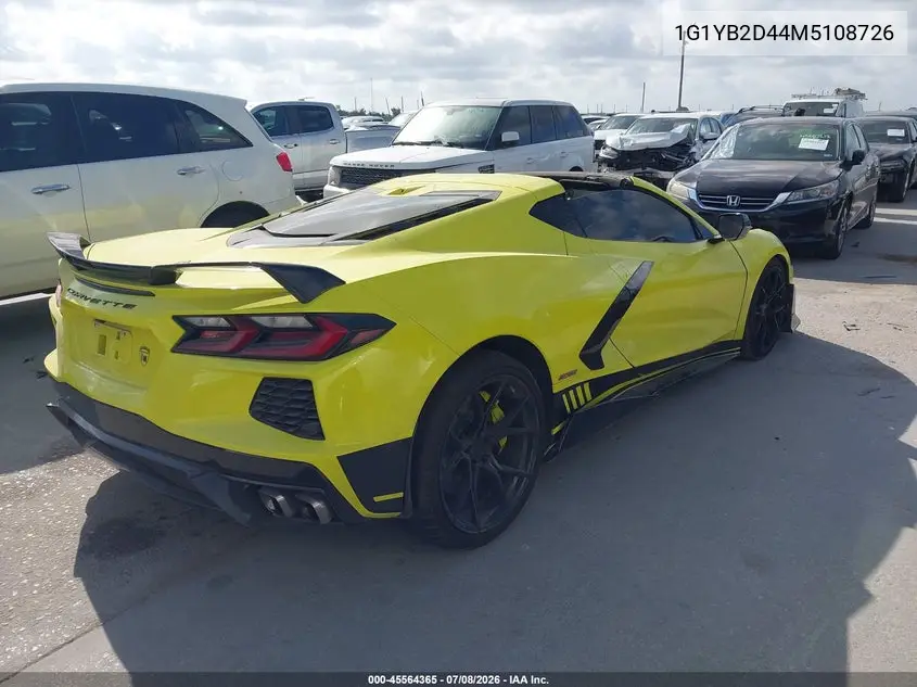 2021 Chevrolet Corvette Stingray Rwd 2Lt VIN: 1G1YB2D44M5108726 Lot: 45564365